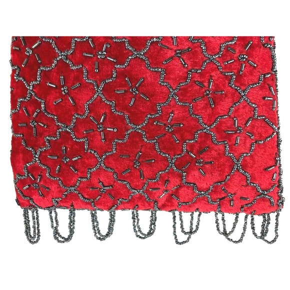 BOHO Handmade Crossbody Bag Red Velvet Handbag with Beadwork NNT - Picture 3 of 6